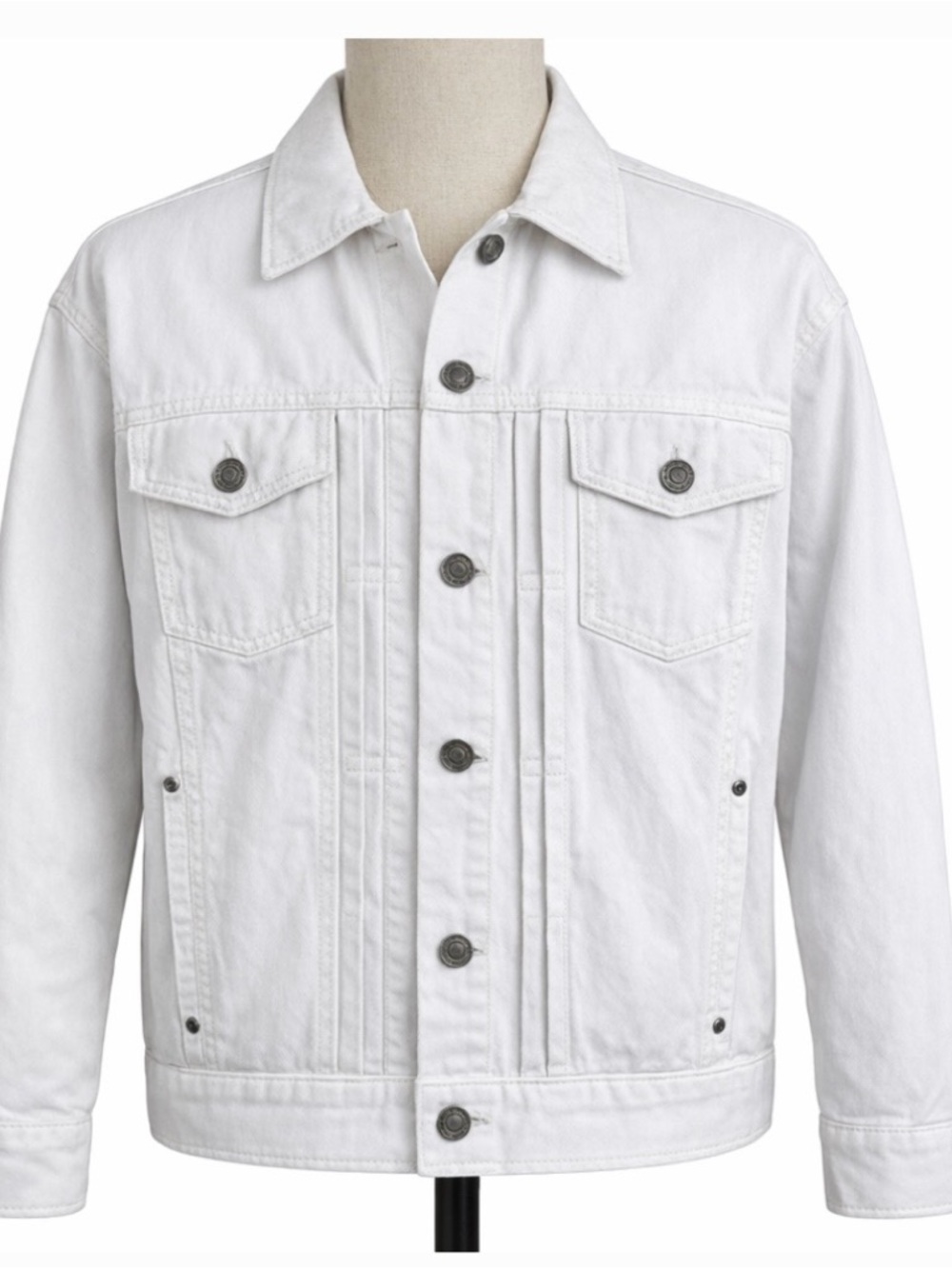 Oversized Trucker White Jean Jacket Denim Button Front Coat XL Tall NWT Classic